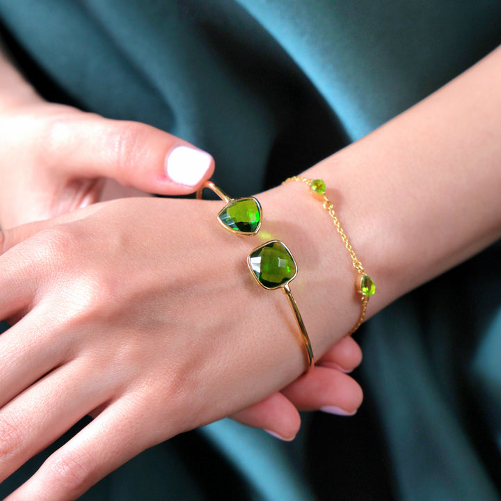 Gold Vermeil Peridot Glow August Birthstone Bangle Bracelet