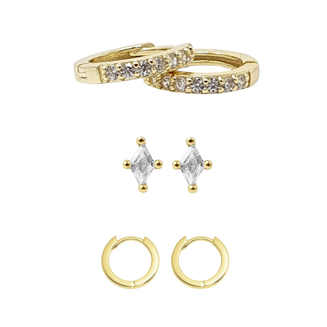 Everyday April Birthstone Diamond Gold Plated Earrings Gift Set