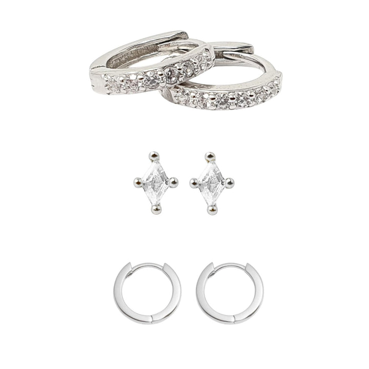 Everyday April Birthstone Diamond Sterling Silver Earrings Gift Set