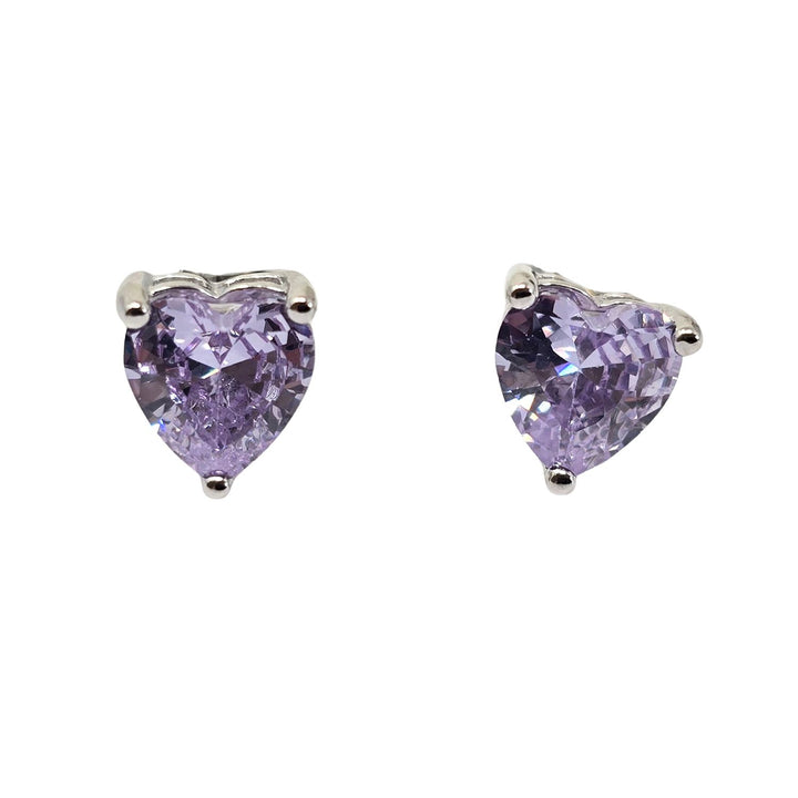Alexandrite Heart Silver Stud Gemstone Earrings