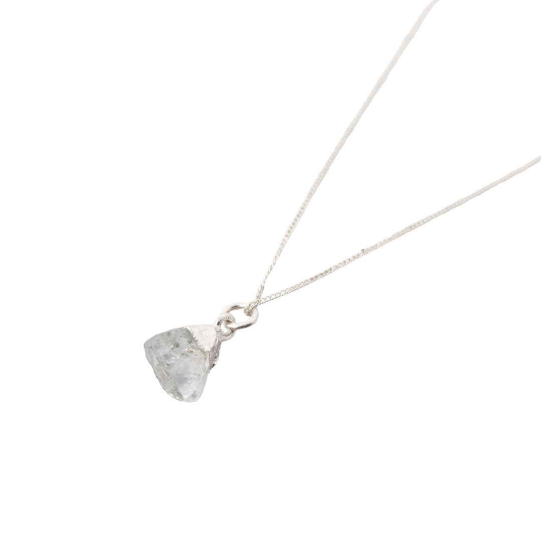 Raw Aquamarine Sterling Silver March Birthstone Necklace