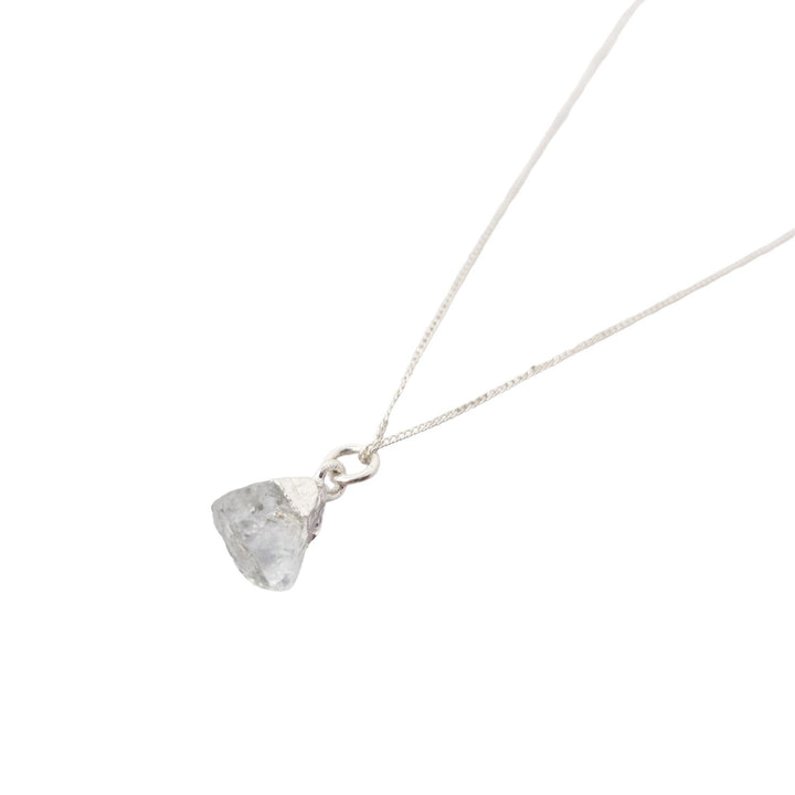 Raw Aquamarine Sterling Silver March Birthstone Necklace
