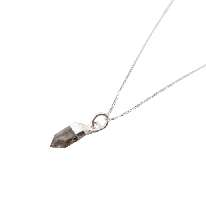 Raw Herkimer Diamond Sterling Silver April Birthstone Necklace