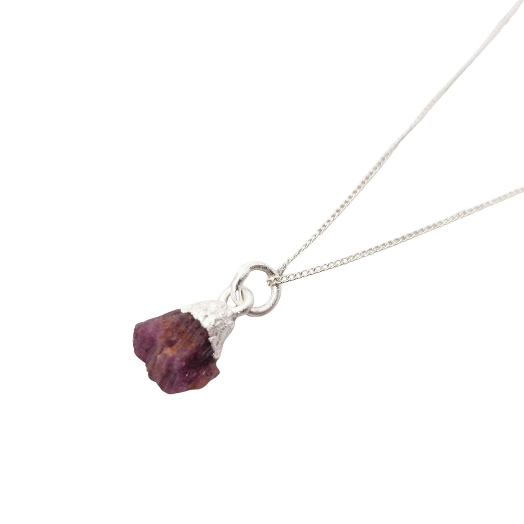Raw Ruby Sterling Silver July Birthstone Necklace