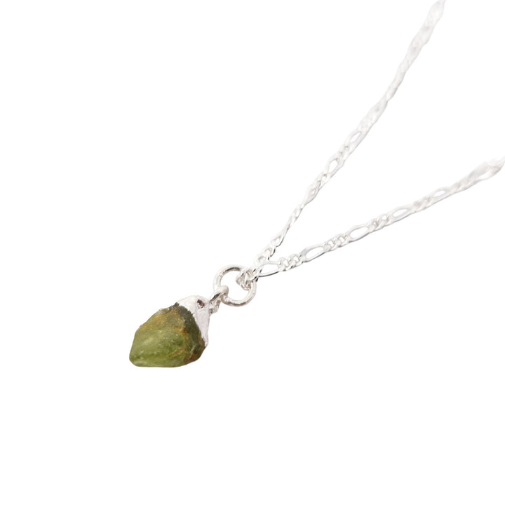 Raw Peridot Sterling Silver August Birthstone Necklace