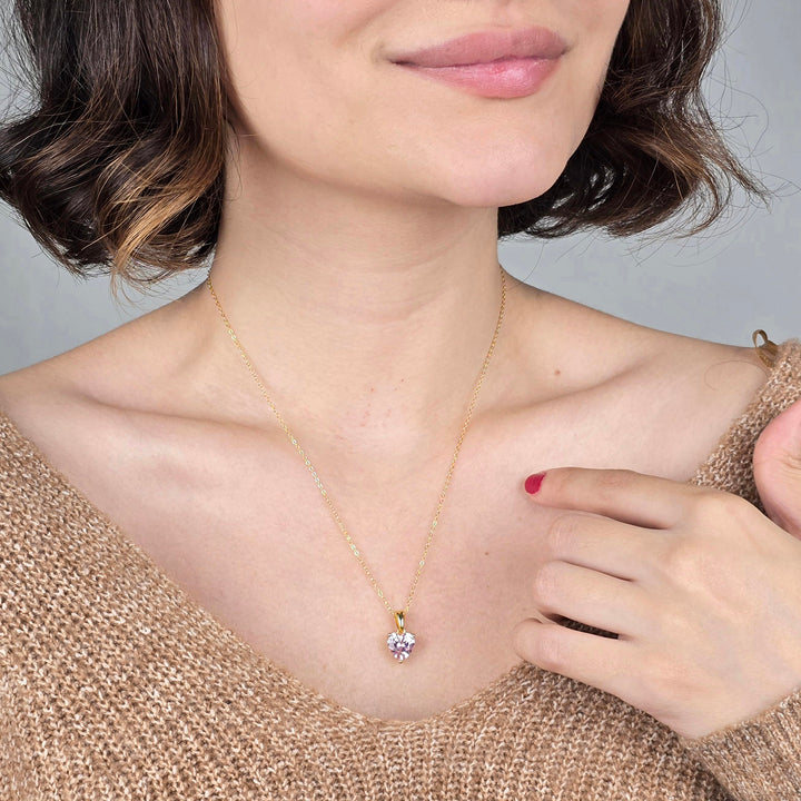 Rose Quartz October Birthstone Love Heart Necklace