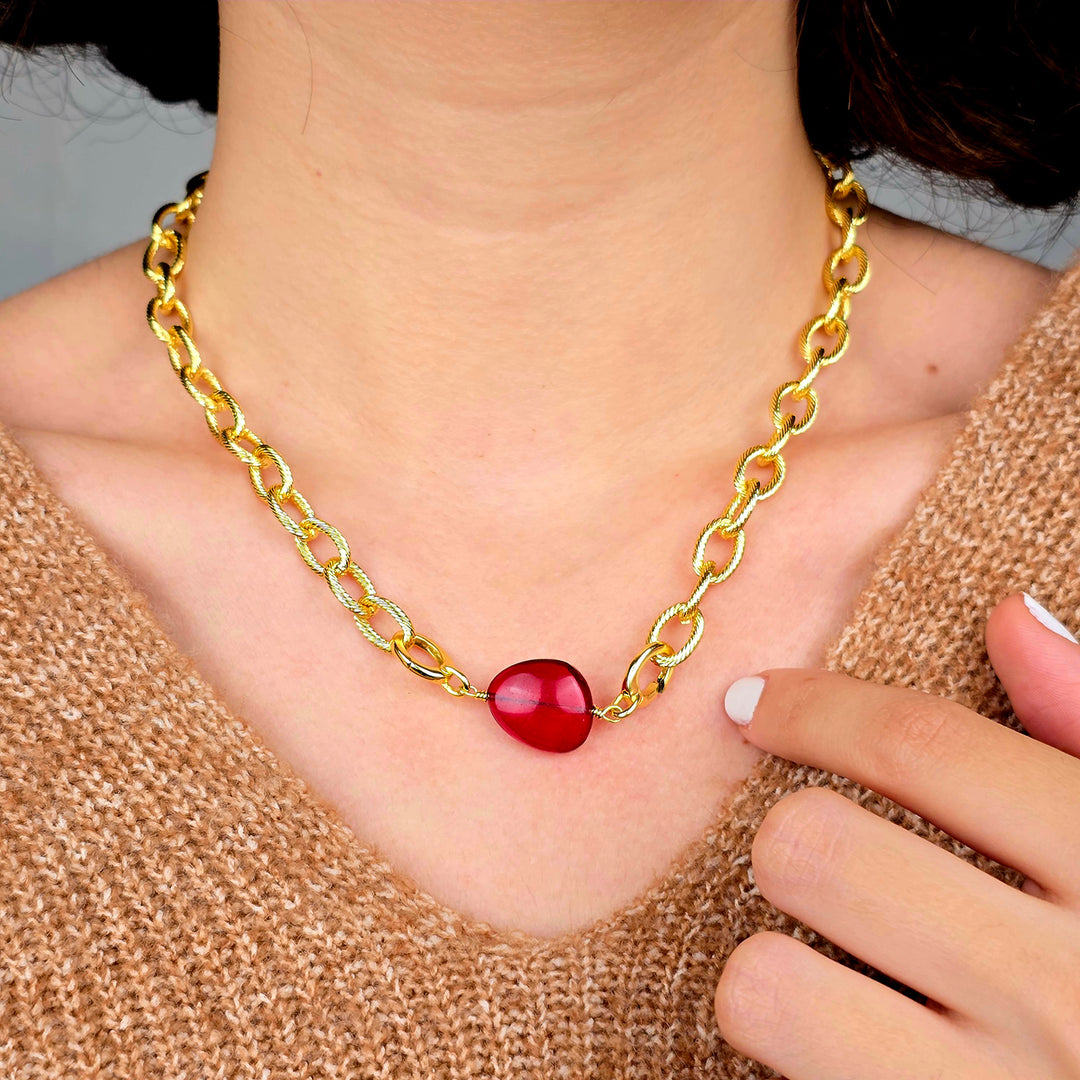 Ruby July Birthstone Statement Pendant Necklace