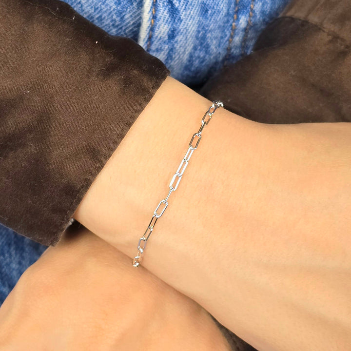 Silver Everyday Paperclip Chain Stacking Bracelet