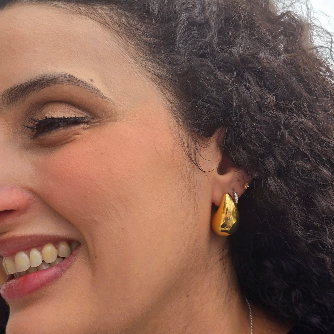 Statement Gold Plated Teardrop Style Stud Earrings
