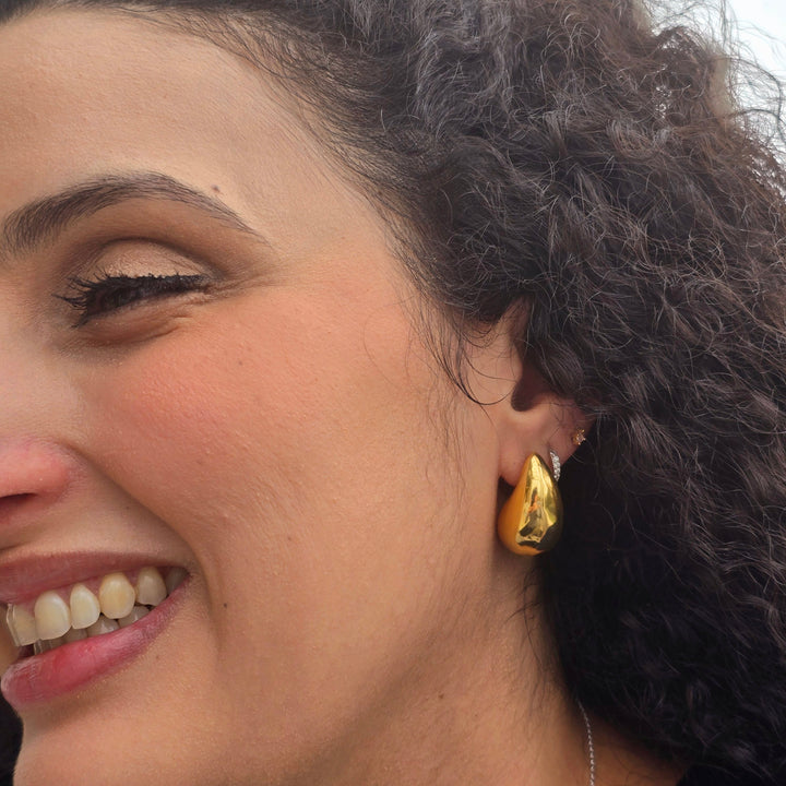 Statement Gold Plated Teardrop Style Stud Earrings