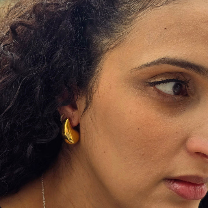 Statement Gold Plated Teardrop Style Stud Earrings