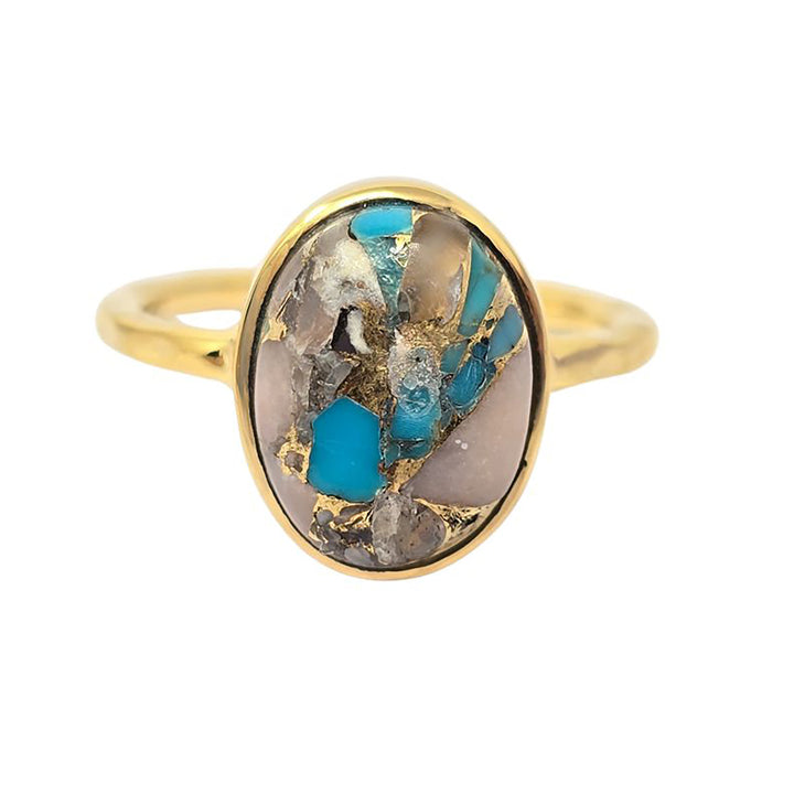 Statement Opal Turquoise Gemstone Gold Vermeil Ring