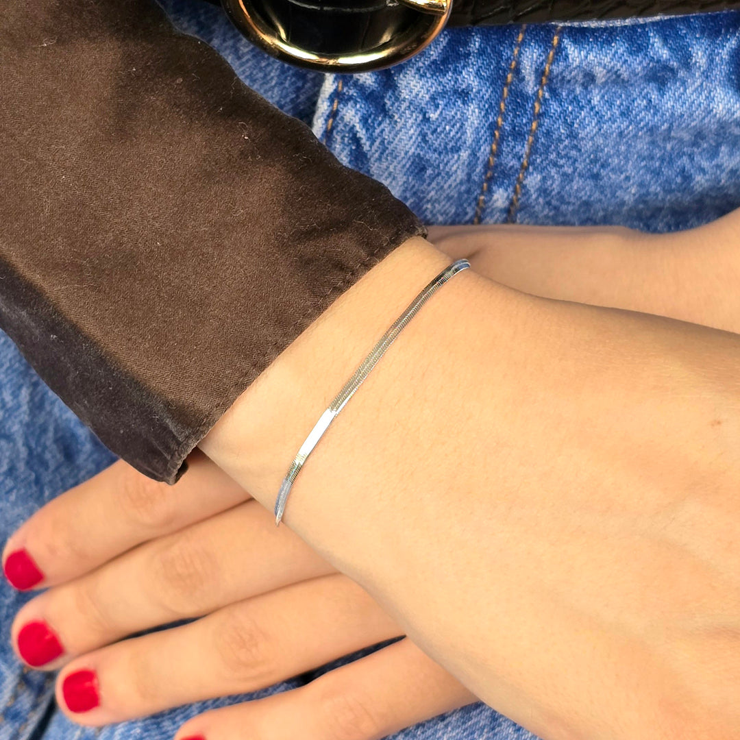 Sterling Silver Everyday Herringbone Chain Bracelet