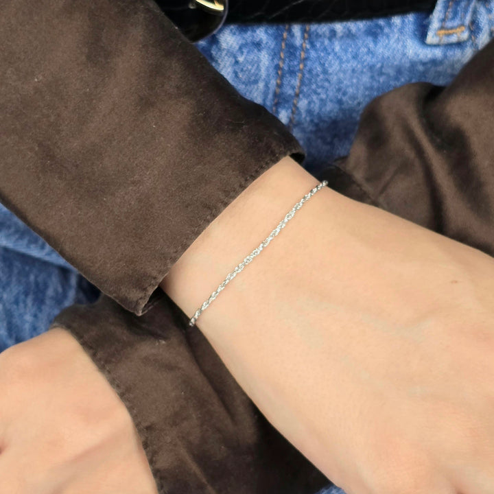 Sterling Silver Everyday Rope Chain Stacking Bracelet