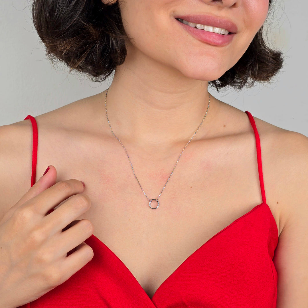 Sterling Silver Necklace With Openable Spring Clasp