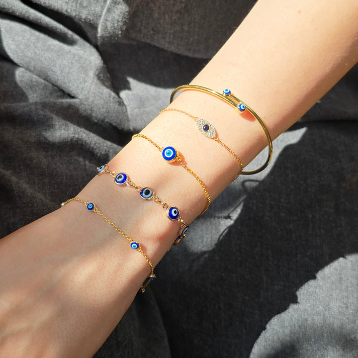 Turkish Evil Eye Gold Plated Charm Friendship Bracelet