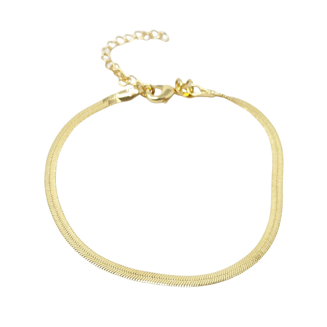 18ct Gold Plated Herringbone Snake Chain Bracelet