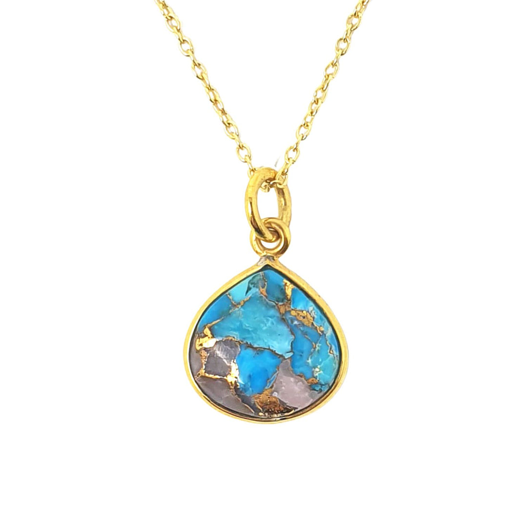 18ct Gold Vermeil Plated Opal & Turquoise Necklace