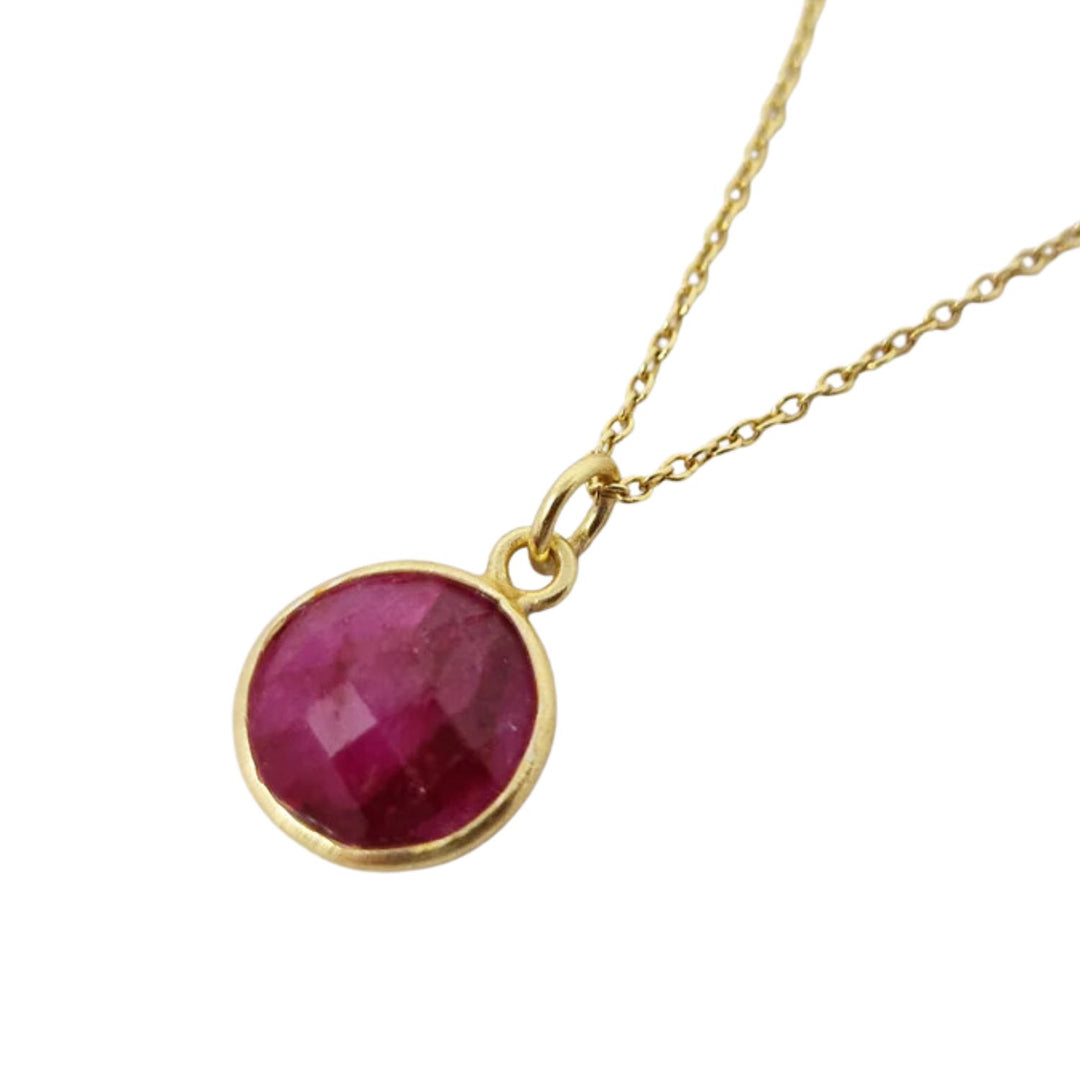 18ct Gold Vermeil Plated Round Ruby Necklace