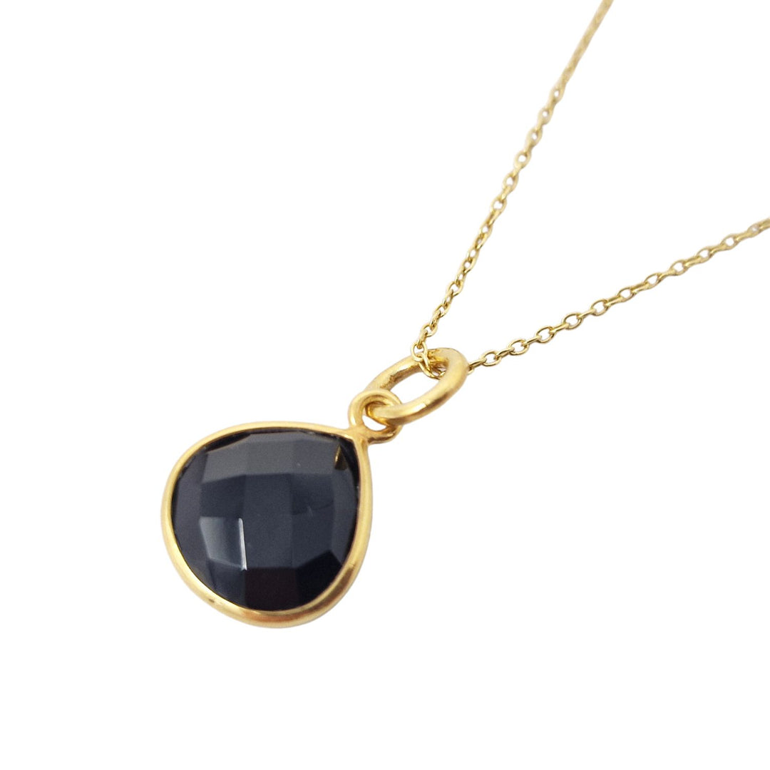 18ct Gold Plated Black Onyx Pendant Necklace