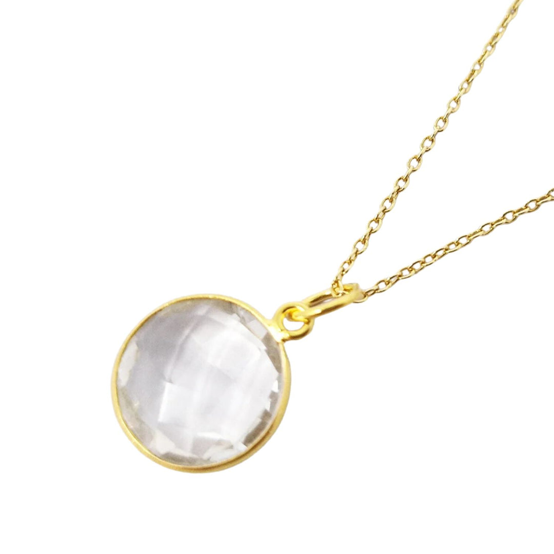 18ct Gold Plated White Topaz Crystal Charm Necklace