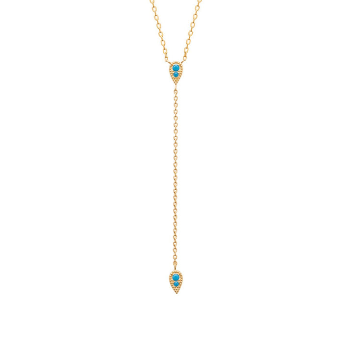 18ct Gold Vermeil Plated Blue Turquoise Necklace
