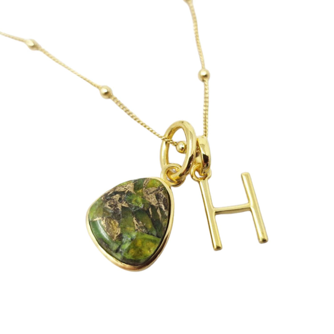 18ct Gold Vermeil Plated Peridot Initial Necklace