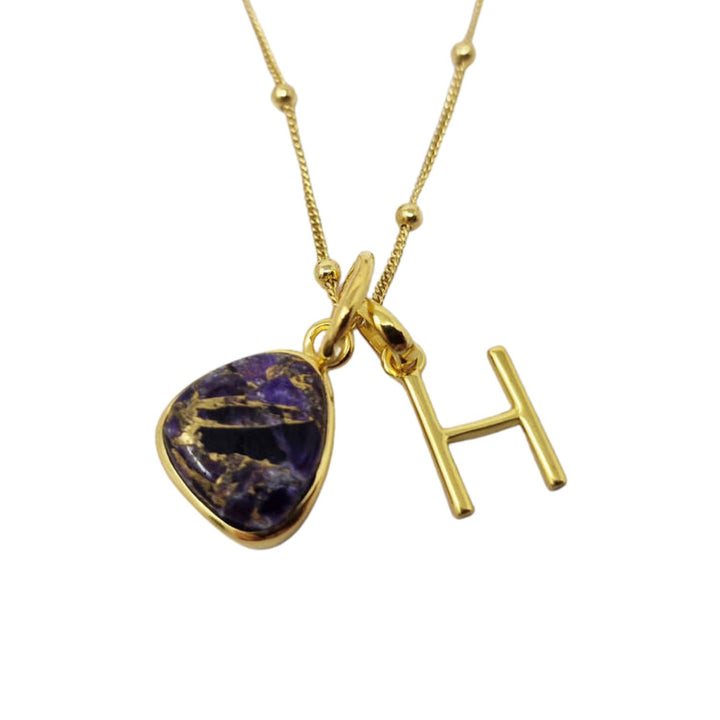 18ct Gold Vermeil Plated Amethyst Initial Necklace