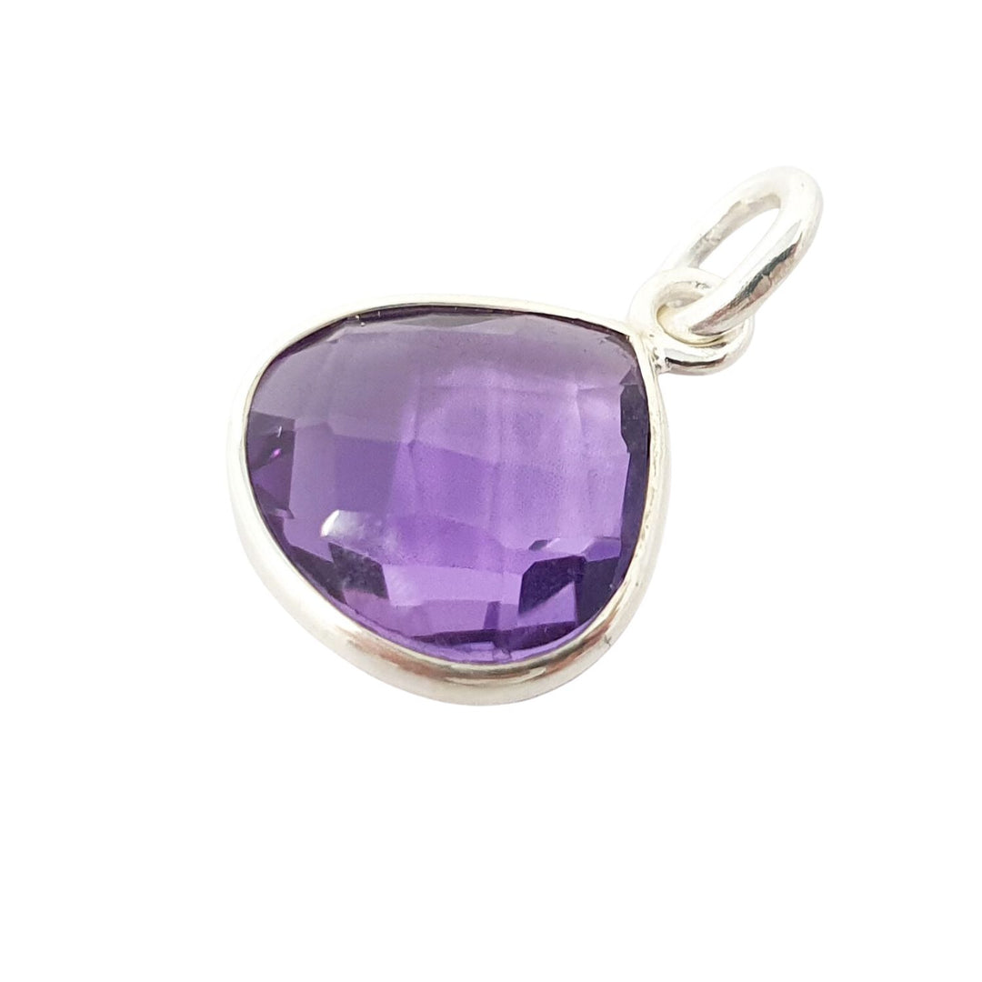 Amethyst February Birthstone Silver Heart Pendant