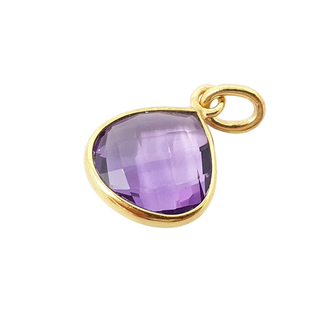 Amethyst February Gemstone Gold Vermeil Plated Pendant