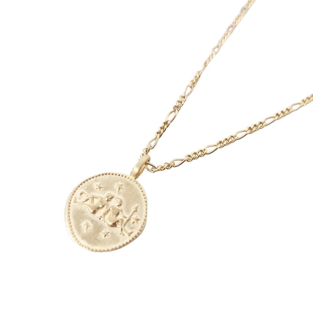 18ct Gold Plated Zodiac Sign Coin Necklace