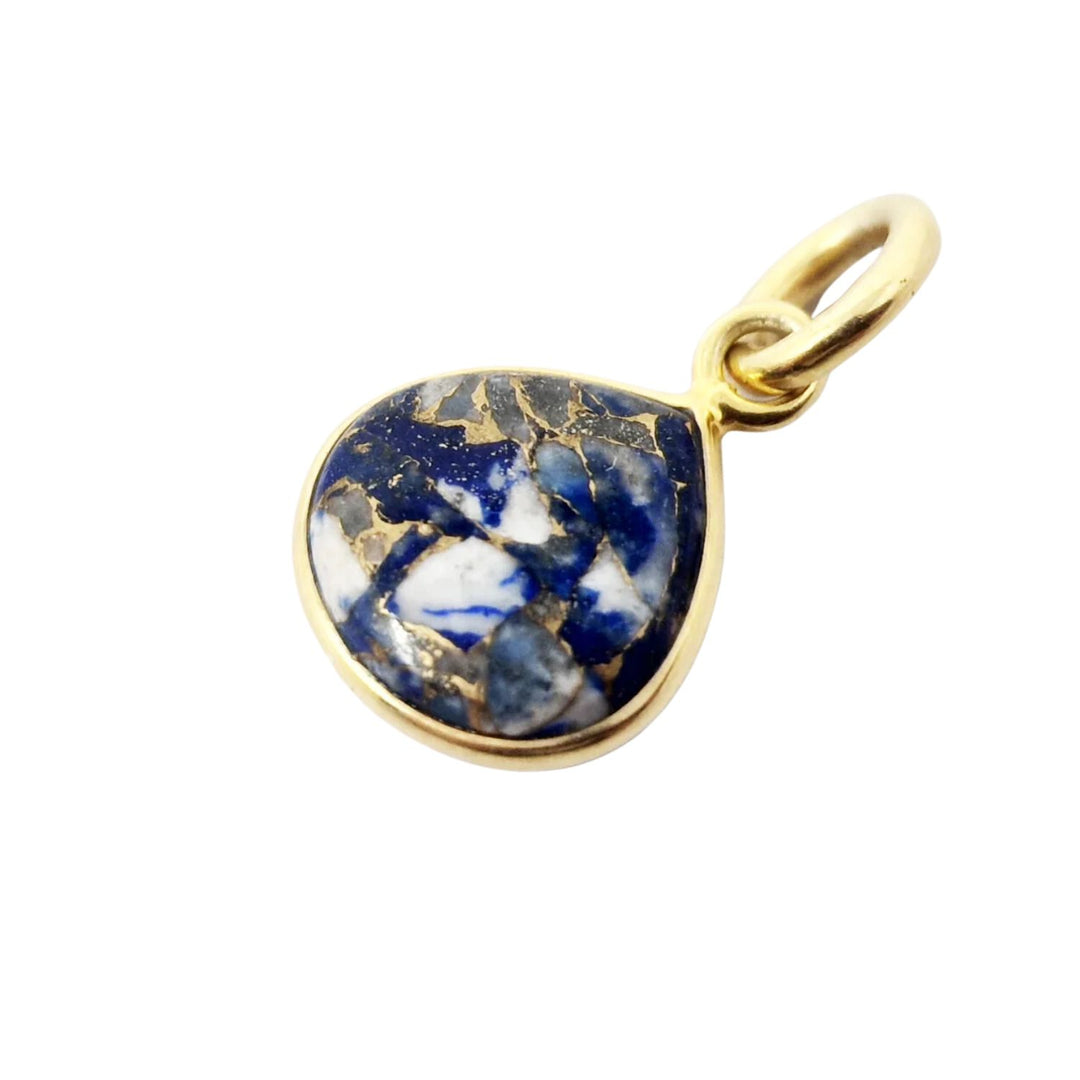 18ct Gold Plated Lapis Lazuli Heart Birthstone Pendant