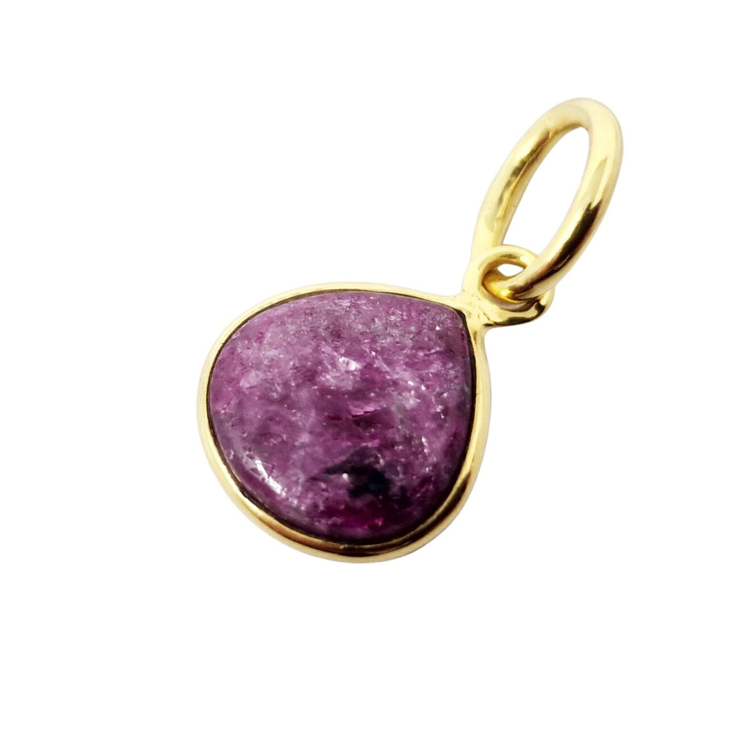 18ct Gold Plated Ruby Heart Charm Pendant
