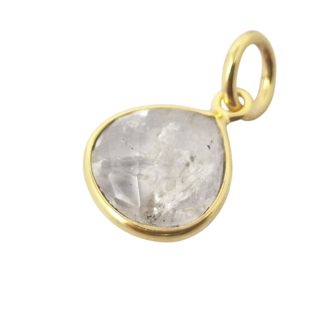 18ct Gold Plated Herkimer Diamond Heart Charm