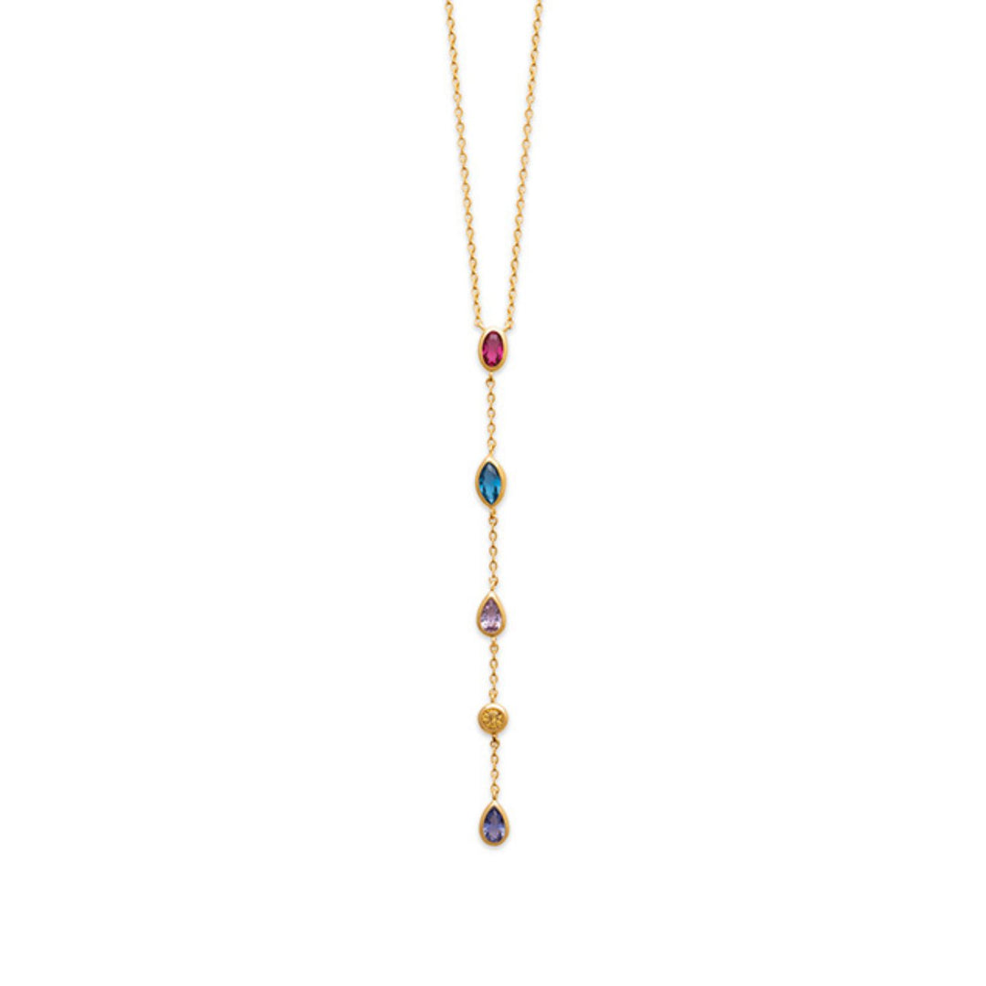 18ct Gold Vermeil Plated Multi Colour Gemstone Necklace