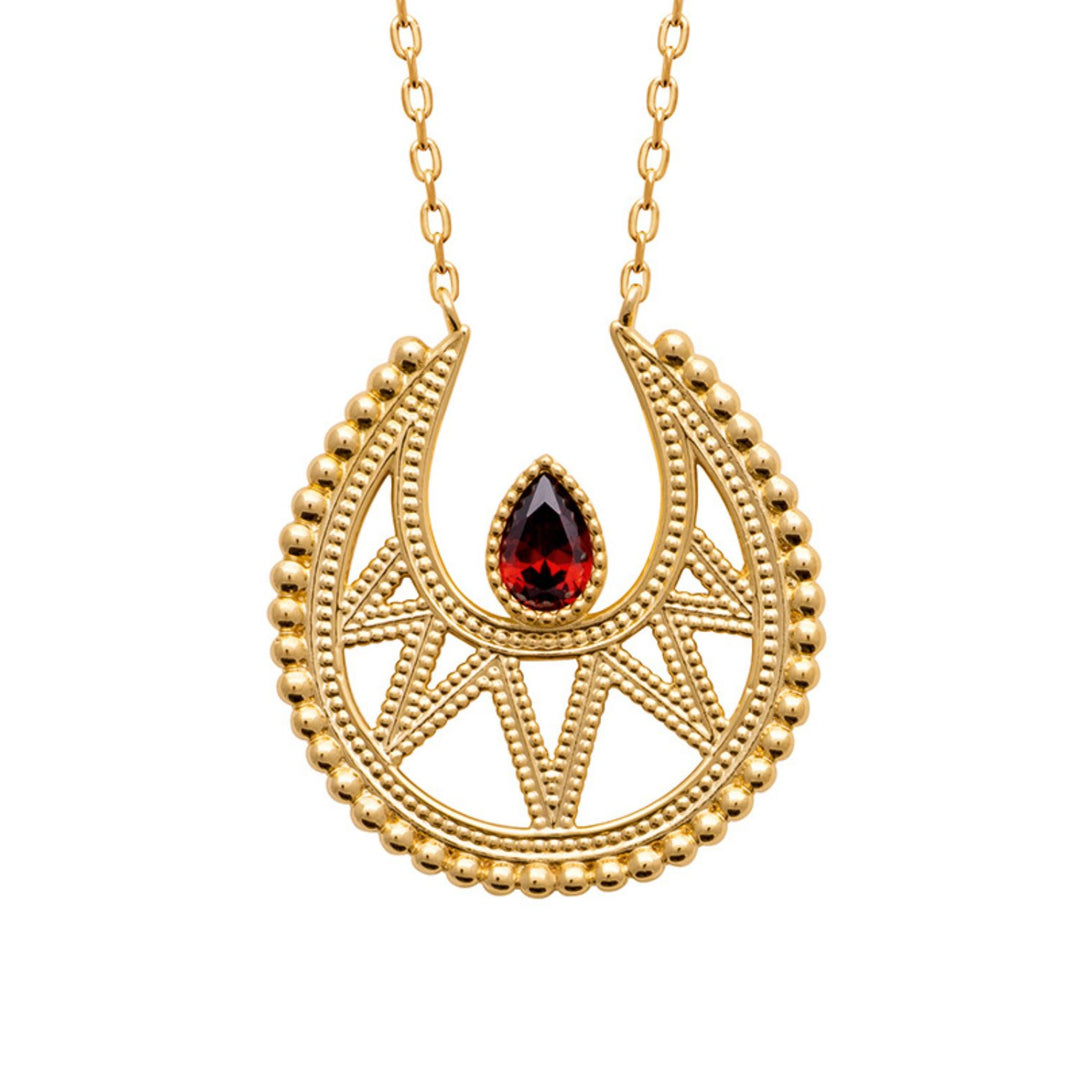 18ct Gold Vermeil Garnet Red Necklace