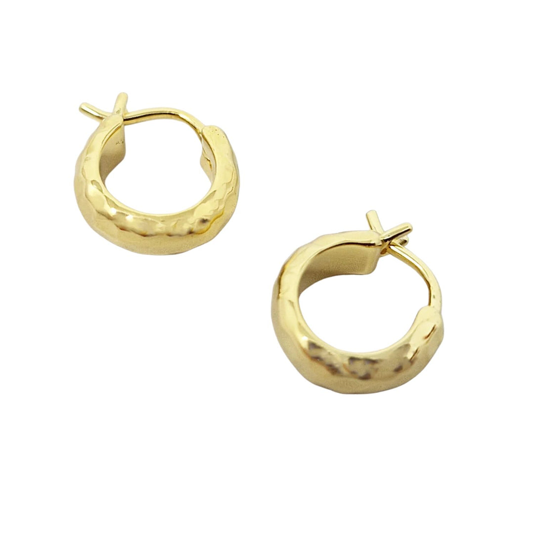 18ct Gold Plated  Hammered Huggies