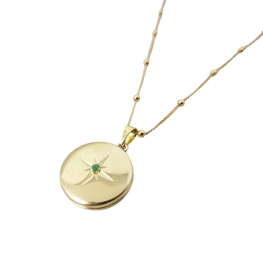 18ct Gold Vermeil Plated Birthstone Locket Necklace