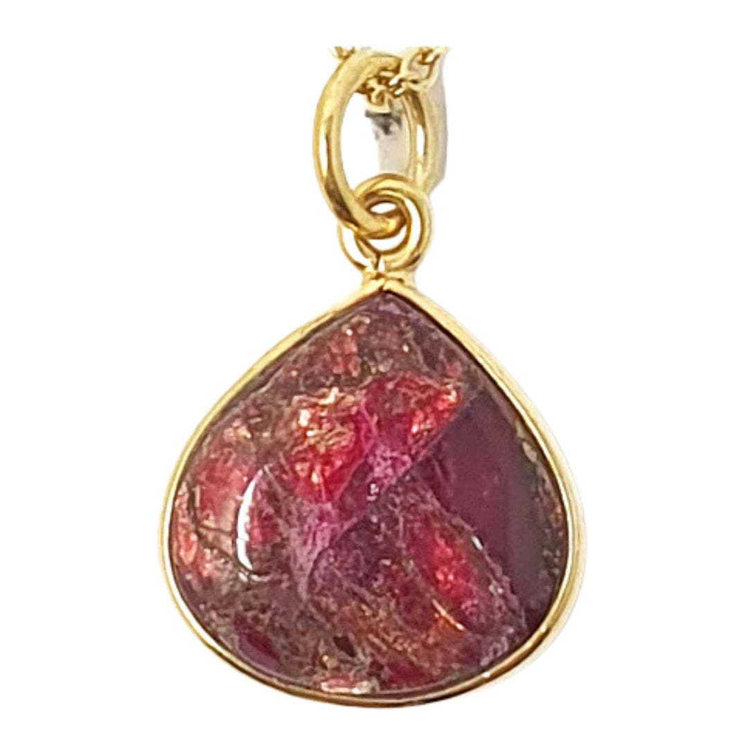 18ct Gold Vermeil Round Garnet Garnet January Birthstone Bezel Pendant