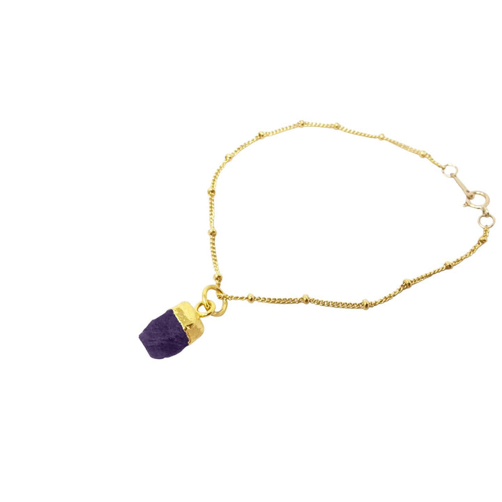Raw Amethyst February Birthstone Gold Plated Bracelet