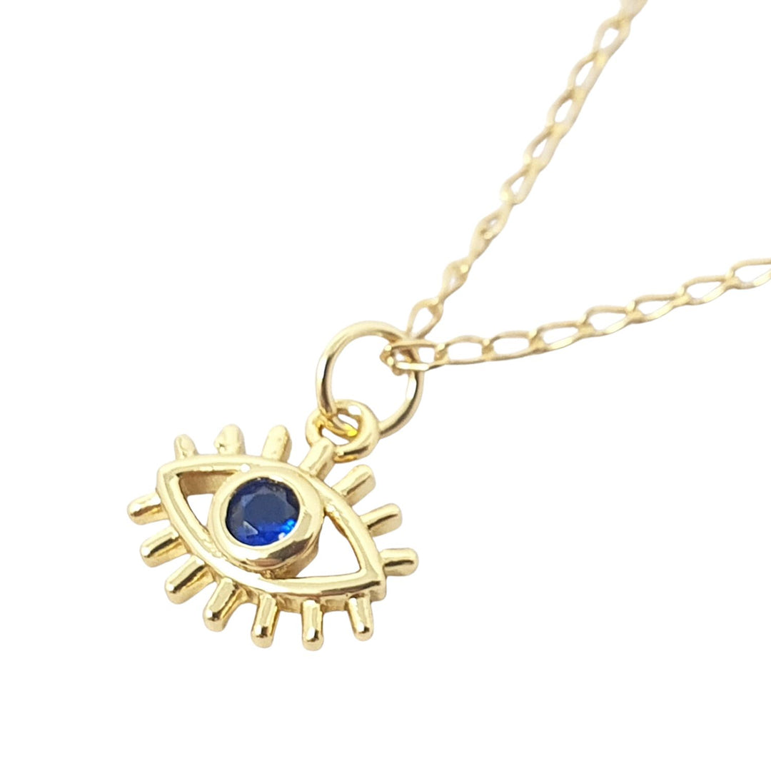 Mini Evil Eye Dark Blue Gold Plated Charm Necklace