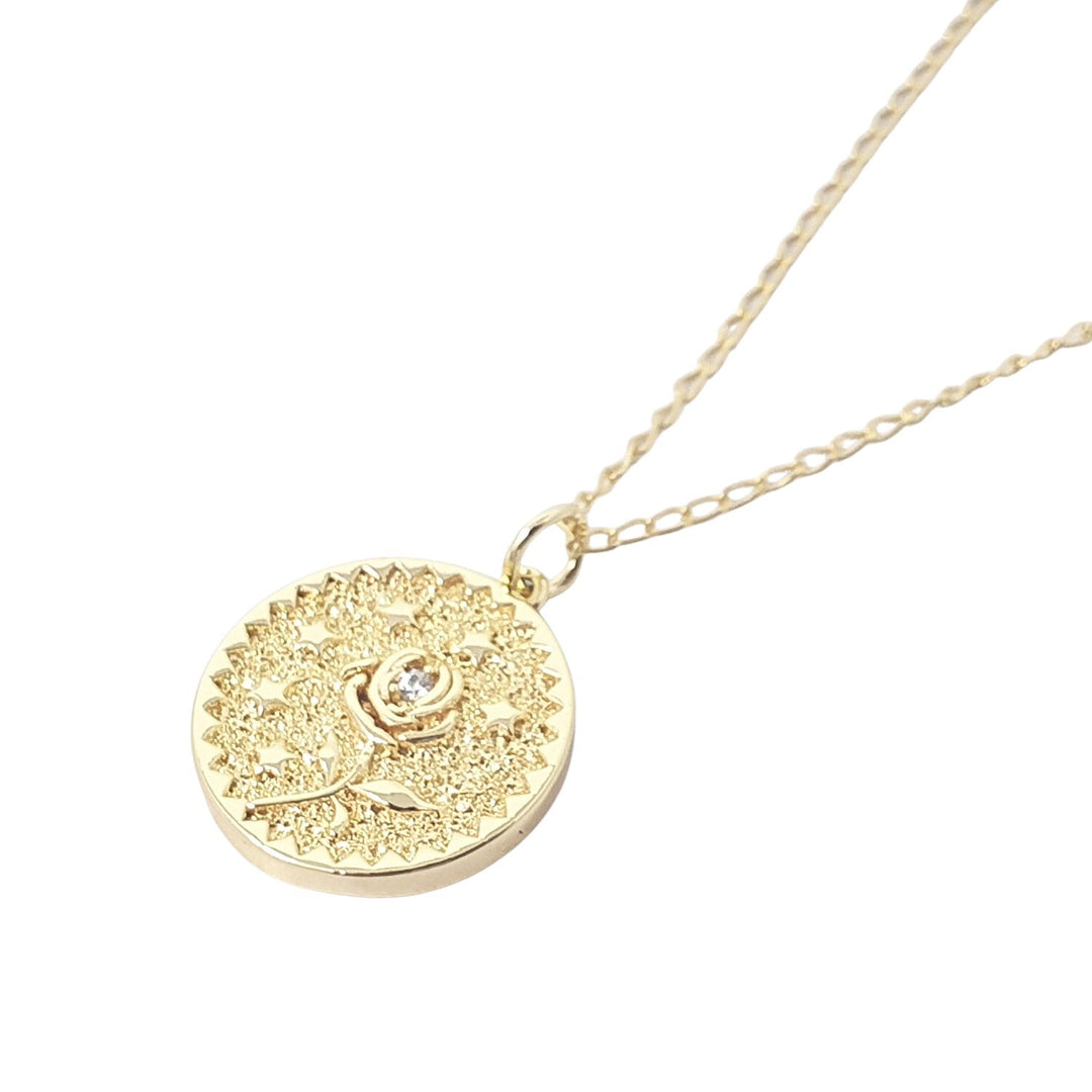 Dainty Rose Flower Gold Plated Charm Necklace