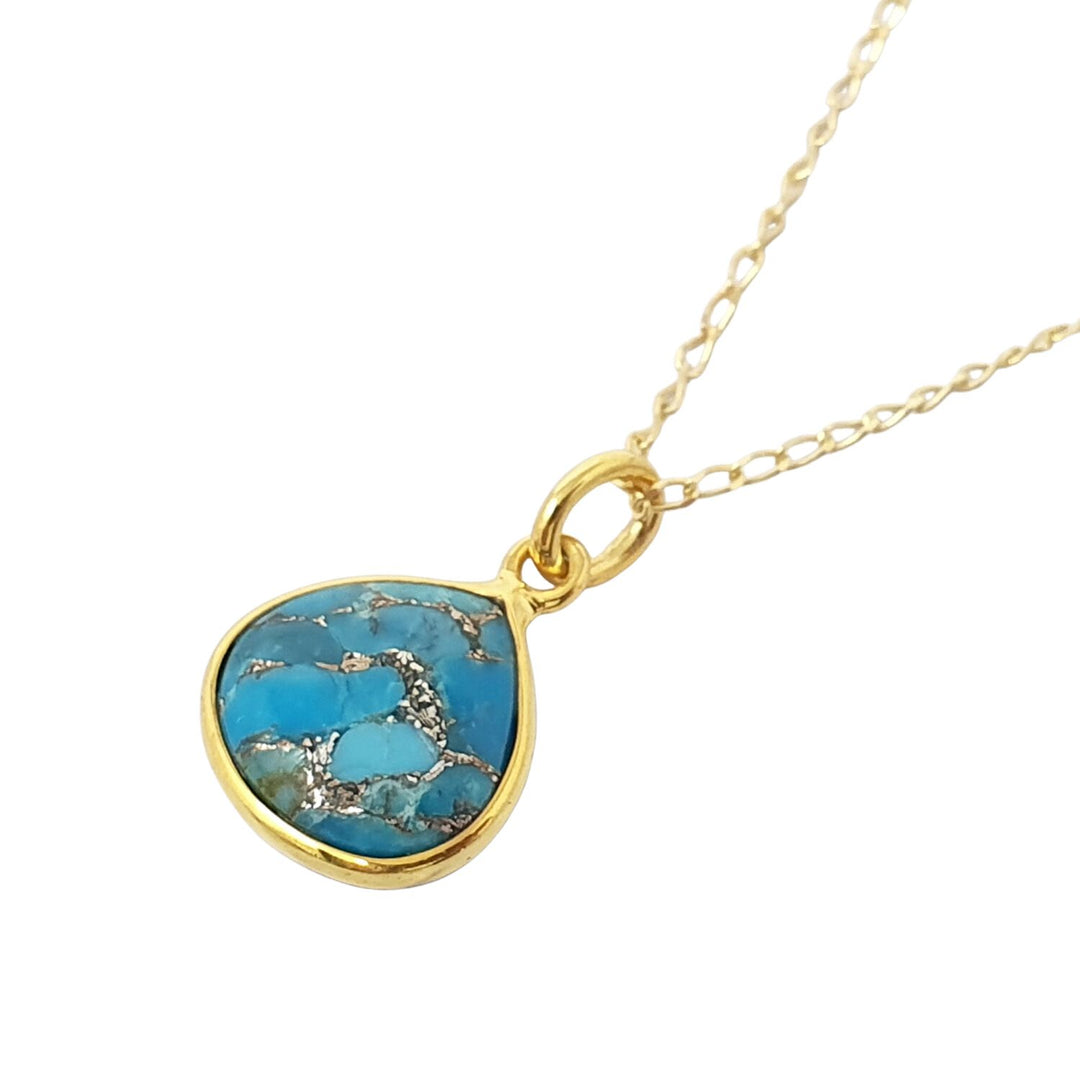 Blue Turquoise December Birthstone Gold Plated Necklace