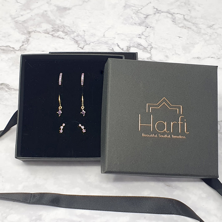 Alexandrite June Birthstone Gold Plated Earrings Gift Set For Her
