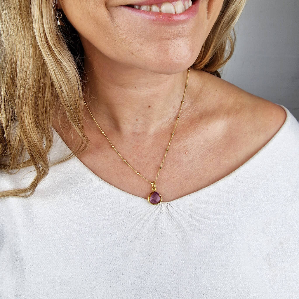 18ct Gold Vermeil Alexandrite Colour Changing June Birthstone Necklace