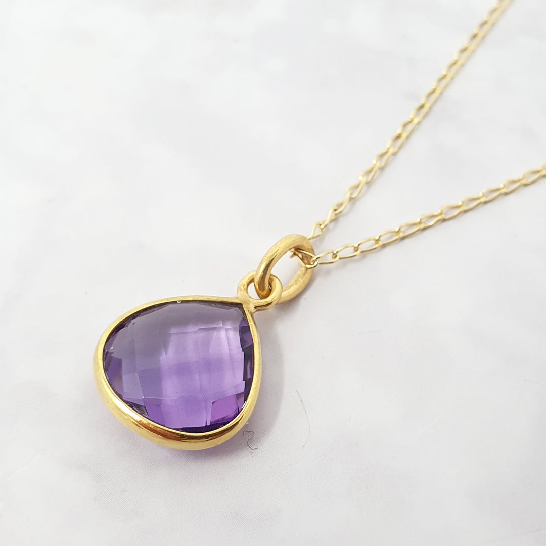 Amethyst February Birthstone Pendant Charm Necklace