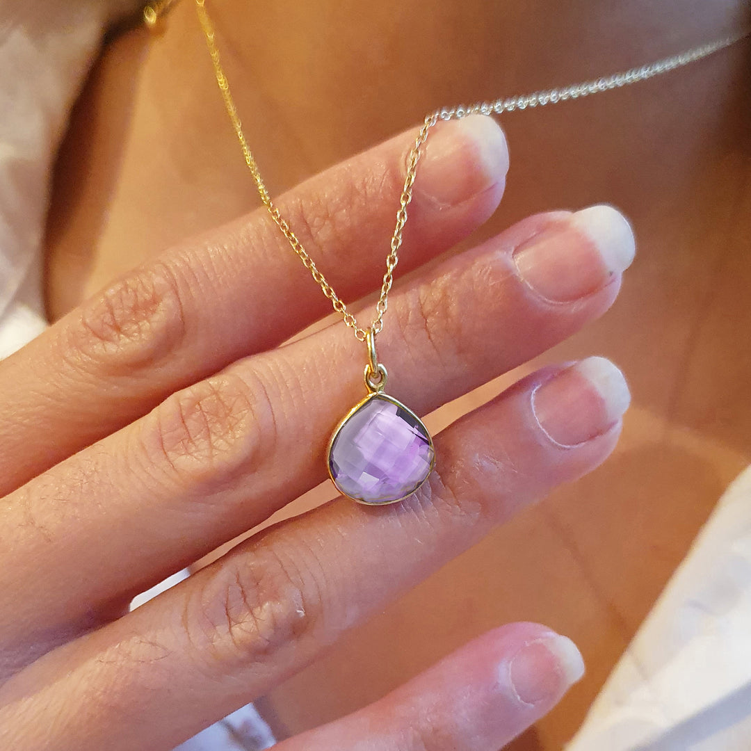 Amethyst February Birthstone Pendant Charm Necklace