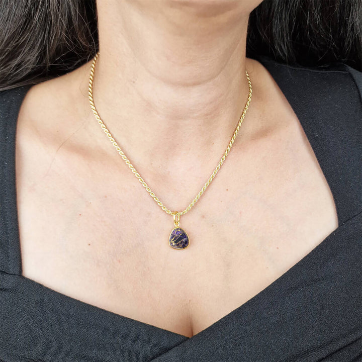 Statement Gold Vermeil Plated Amethyst February Birthstone Crystal Rope Necklace