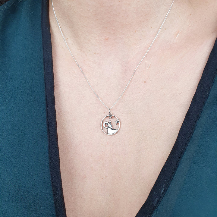 Aries Zodiac Horoscope Charm Sterling Silver Necklace