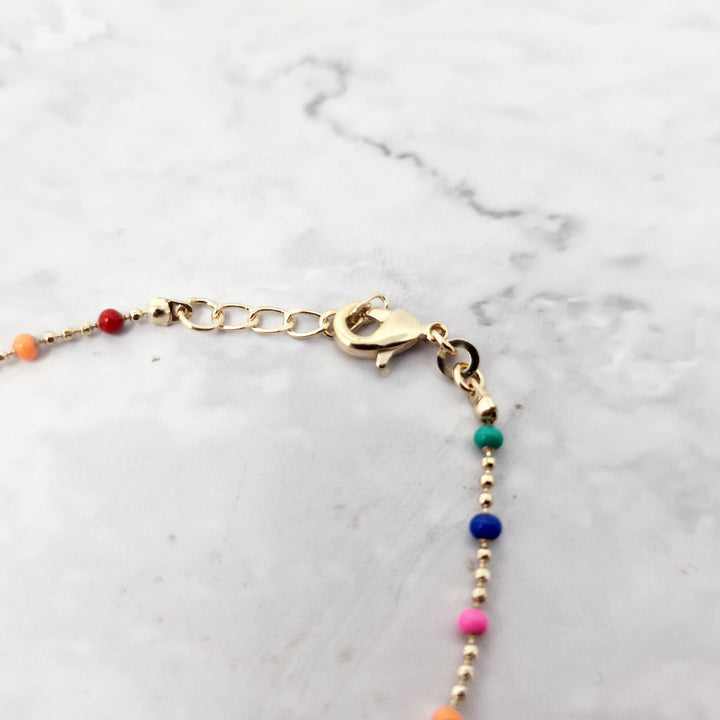 Gold Plated Carnival Multi Coloured Beaded Bracelet